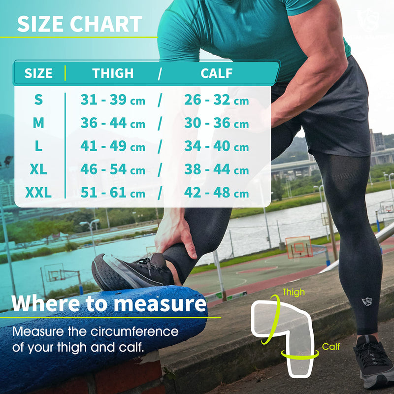 Vital Salveo - Bamboo Charcoal and Germanium Recovery Compression Outdoor Full Leg Long Knee Sleeve for Basketball, Football, Knee Pain, Joint Pain, Arthritis Dark Grey (1 piece)-S Small(1 PC) - NewNest Australia