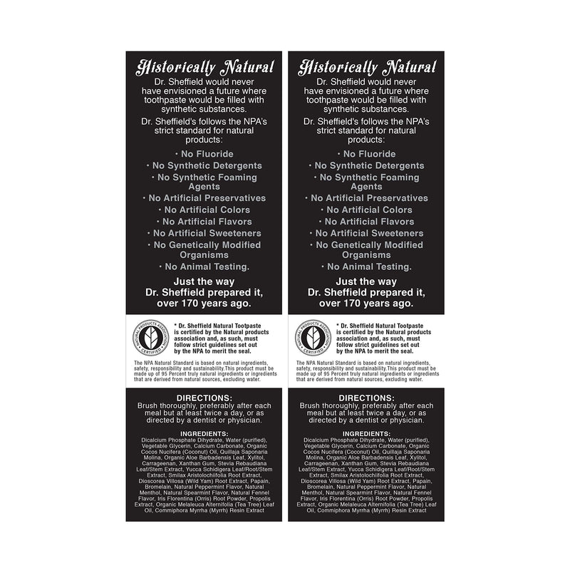 Dr. Sheffield’s Certified Natural Toothpaste (Extra-Whitening) - Great Tasting, Fluoride Free Toothpaste/Freshen Your Breath, Whiten Your Teeth, Reduce Plaque (2-Pack) Extra Whitening Natural Mint - NewNest Australia