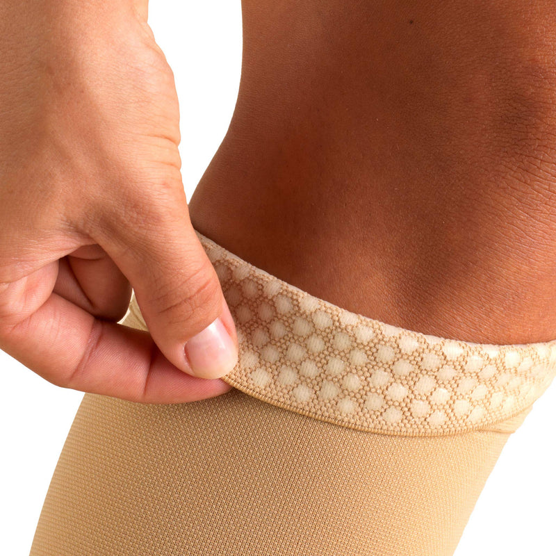 Truform 20-30 mmHg Compression Stockings for Men and Women, Thigh High Length, Dot-Top, Open Toe, Beige, Small Small (Pack of 1) - NewNest Australia