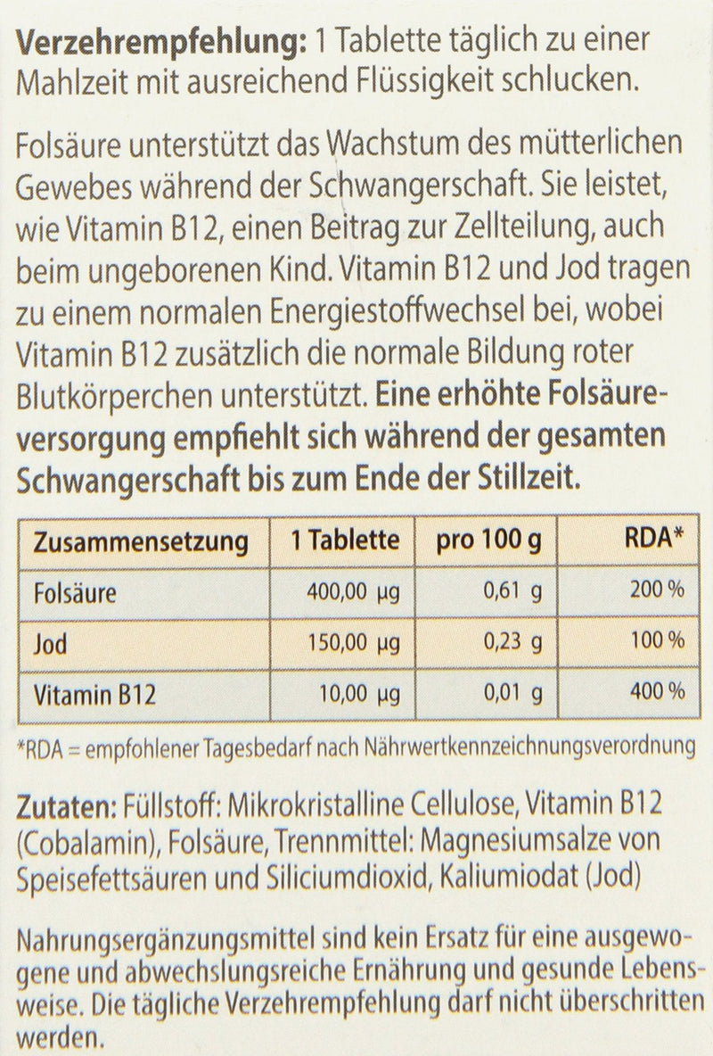 Avitale folic acid 400 plus with vitamin B12 and iodine, 120 tablets in a click dispenser, pack of 1 (1 x 7.8 g) - NewNest Australia
