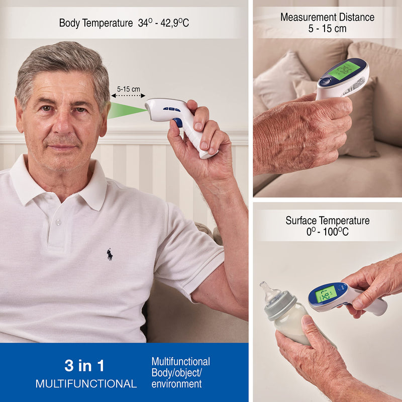 Sanico Infrared Thermometer - Precise Temperature Measure, 34 Memory Modes, Fever Alarm - Robust Design, Multifunctional, Easy To Use - For Body, Objects, Ambient Temperature - NewNest Australia