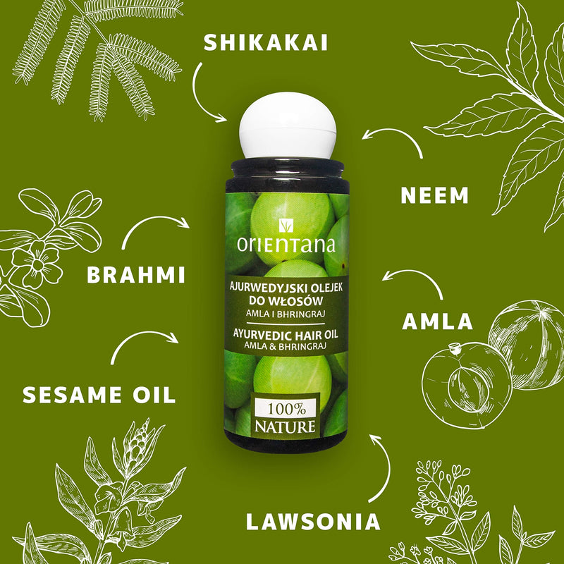 Orientana - Ayurvedic Hair Oil Amla & Bhringraj | Neem Coconut Almond Oil & Vitamin E | 100% Natural Vegan & Anti Dandruff | Stimulates Hair Growth | Prevents Hair Loss - 105 ml - NewNest Australia