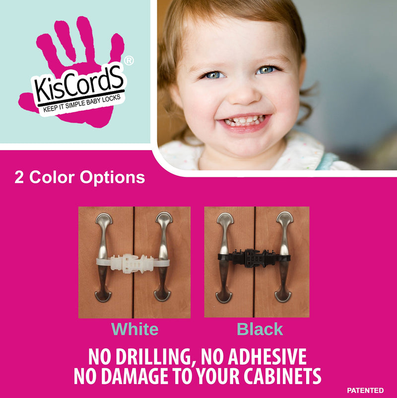 Kiscords Baby Safety Cabinet Locks for Handles Child Safety Cabinet Latches for Home Safety Strap for Baby Proofing Cabinets Kitchen Door RV No Drill No Screw No Adhesive /4 Pack (White) White - NewNest Australia