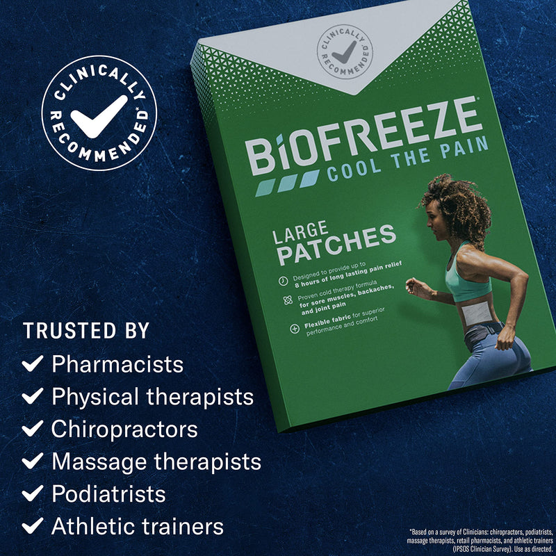 Biofreeze Menthol Pain Relieving Patches (5 Patches Per Box) Up To 8 Hours Of Pain Relief From Sore Muscles, Arthritis, Backaches, Spains, Bruises, Strains And Joint Pain (Package May Vary) - NewNest Australia