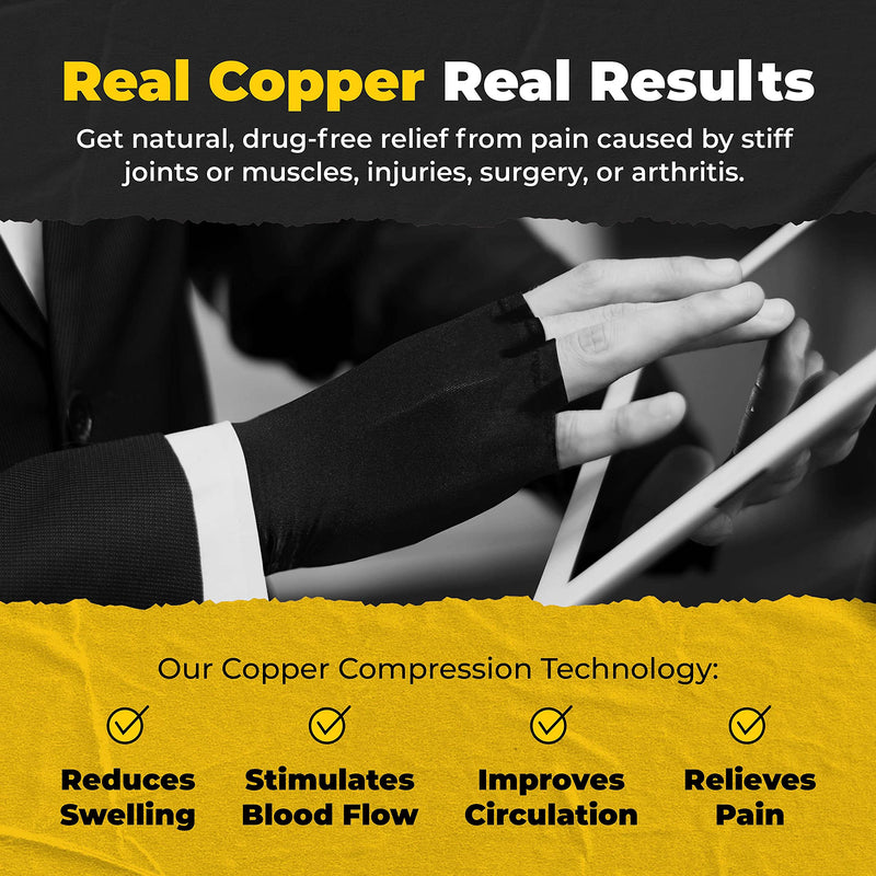 CopperJoint Fingerless Compression Gloves – Copper-Infused Designed to Support Your Hands - Rapid Recovery and Pain Relief, All Lifestyles - Pair Small - NewNest Australia