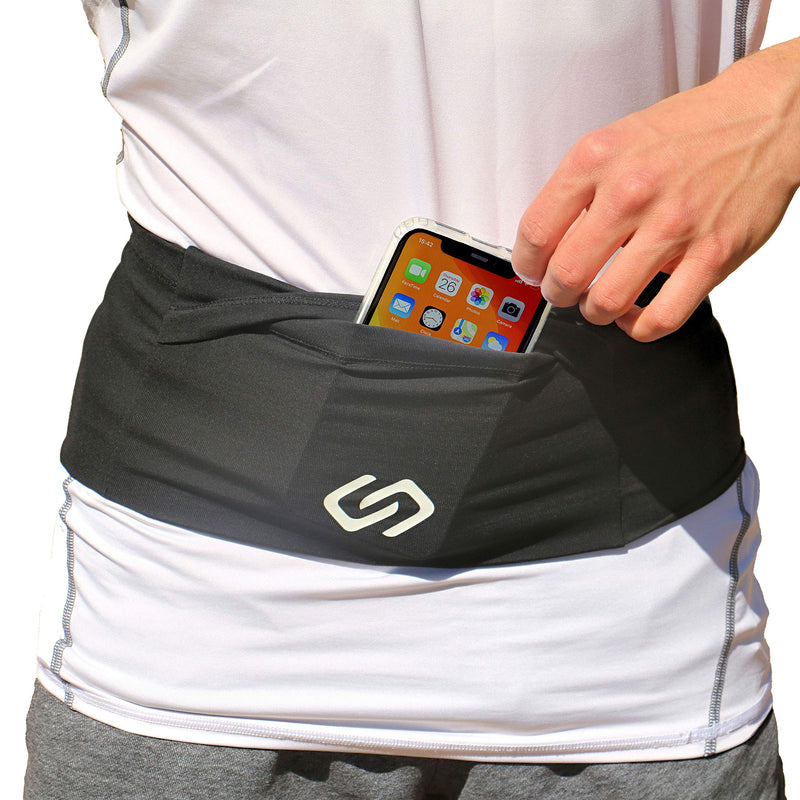 Sporteer VersaMod Running Belt, Workout Waist Pack, Travel Money and Passport Belt for Smartphones and Personal Items (Small, Black) Small - NewNest Australia
