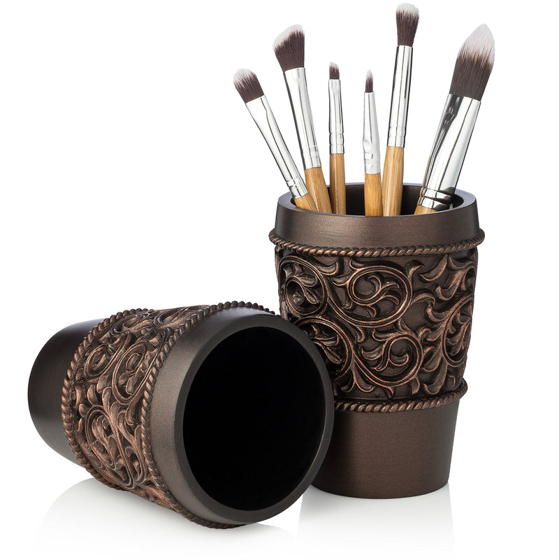 EssentraHome Bronze Bathroom Tumbler Cup For Vanity Countertops, Also Great as Pencil/Pen Holder and Makeup Brush Holder - NewNest Australia