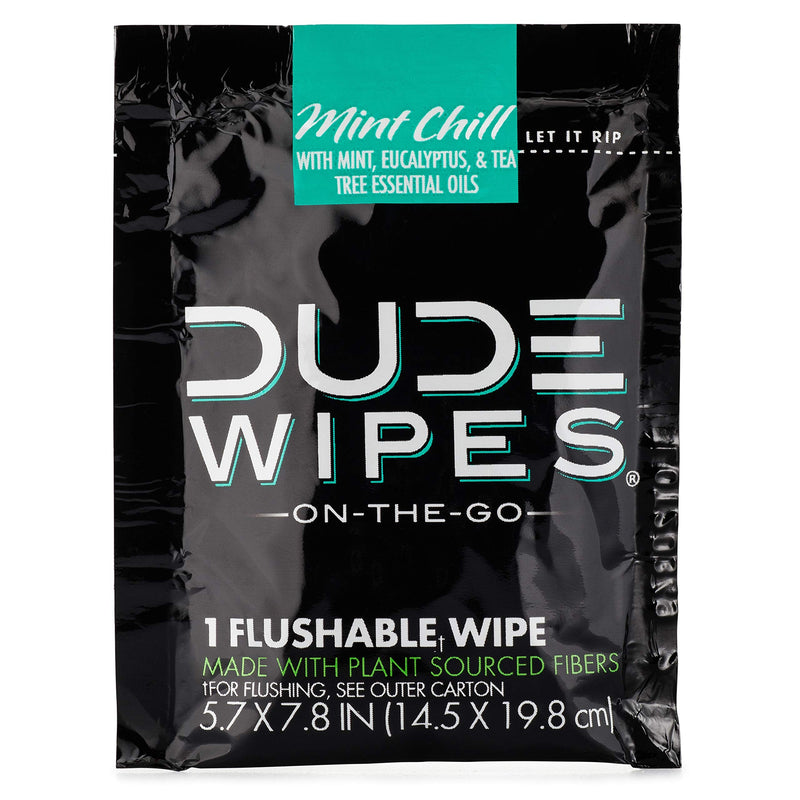 DUDE Wipes Flushable Wipes, Individually Wrapped Wet Wipes for Travel, Mint Chill Scent with Vitamin-E and Aloe, 30 On-The-Go singles - NewNest Australia