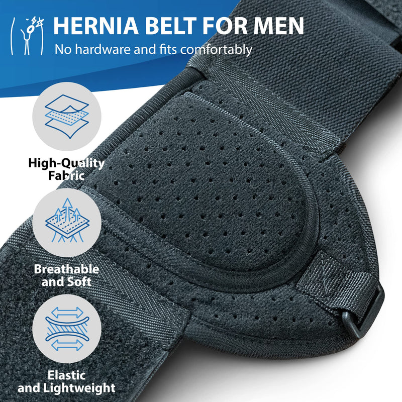 ORTONYX Inguinal Groin Hernia Belt for Men and Women with Removable Compression Pad and Adjustable Waist Strap, Hernia Support Truss for Inguinal, Incisional Hernias, Left / Right Side - Black S/M - NewNest Australia