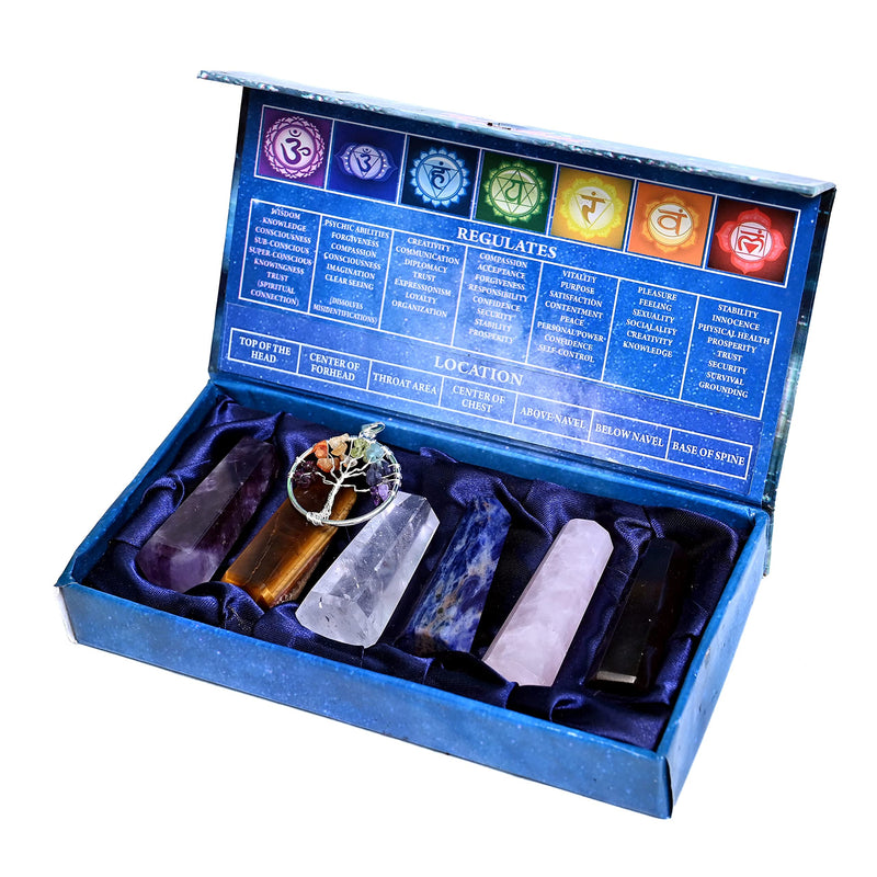KACHVI Crystals And Gemstones Healing Rose, Clear Quartz, Amethyst, Black, Lapis & Tiger Crystal Meditation Spiritual Gifts For Chakra Money Luck Wands 2.25”-2.50" 6 Faceted Pencil 6 Pc Set Set of 6 Tiger - NewNest Australia