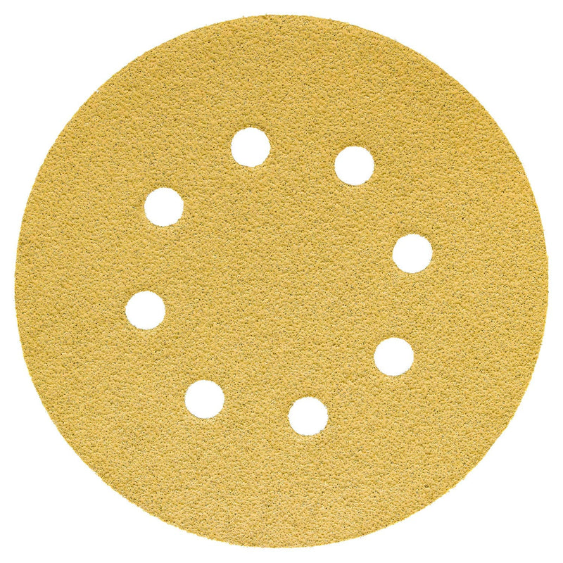 Dura-Gold Premium 5" Gold Sanding Discs - 40 Grit (Box of 25) - 8 Hole Pattern Dustless Hook & Loop Backing Sandpaper for DA Sanders, Aluminum Oxide Abrasive - Sand Automotive Paint, Woodworking Wood 40-Grit - NewNest Australia
