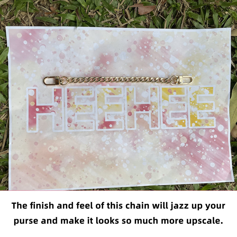 HEEHEE 7.9" Mini Purse Chain Strap More Upscale Color Tone Wearing Comfortable Slim Wide 8mm Quality Metal Flat Chains Handbag Replacement Straps Gold 1 PCS for Shoulder Cross Body Wallet Clutch Gold 7.9" - NewNest Australia