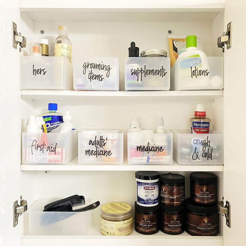 NewNest Australia - Talented Kitchen Script Bathroom Organization Labels – 123 Bath, Beauty & Makeup Preprinted Stickers. Water Resistant, Canister & Bins Labels. Vanity & Storage Decals (Script Bath – 123 Black Labels) Black Bathroom & Makeup Labels 