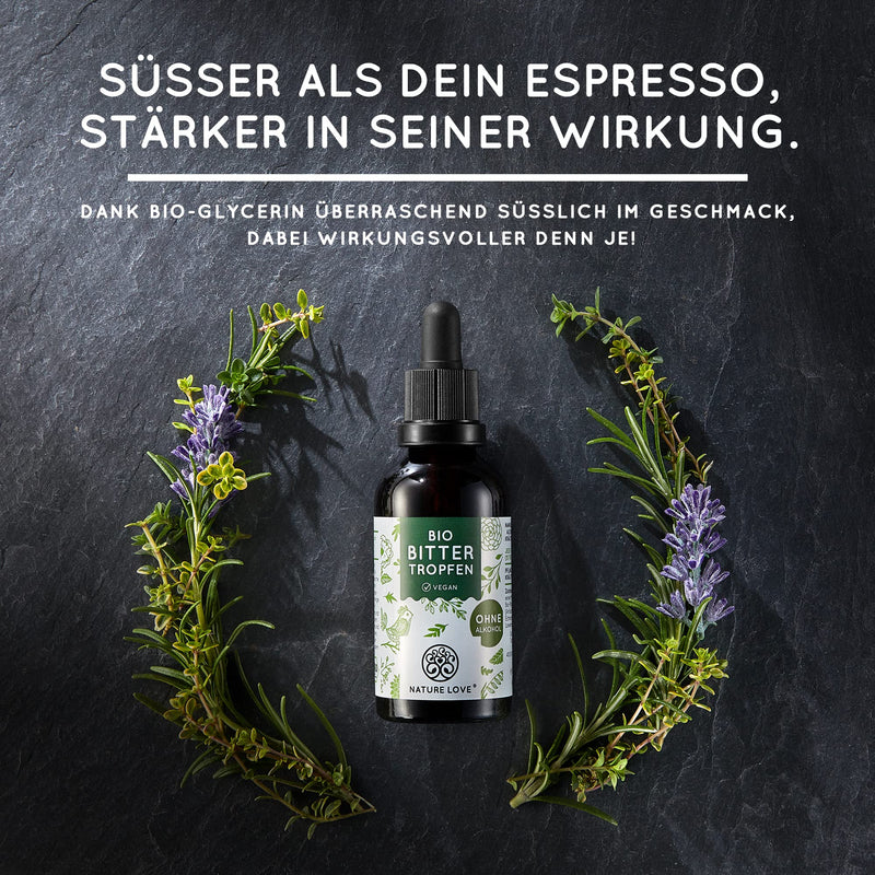Nature Love Hildegard Von Bingen Organic Bitter Drops Without Alcohol (50 Ml) - High Dose Bitter Drops As 5:1 Extract Of Exquisite Herbs And Plants - Vegan, Laboratory Tested - NewNest Australia