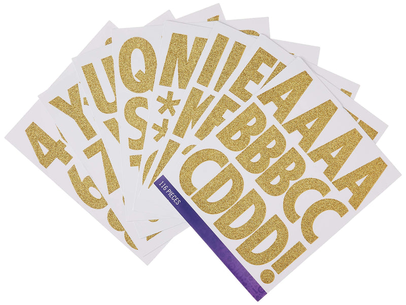 Sticko Alphabet Stickers, Regular X-Large, Gold Glitter Futura - NewNest Australia