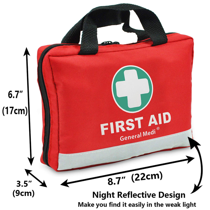 First Aid Kit -309 Pieces- Reflective Bag Design - Including Eyewash, Bandages, Moleskin Pad and Emergency Blanket for Travel, Home, Office, Car, Camping, Workplace Red Kit 2 - NewNest Australia