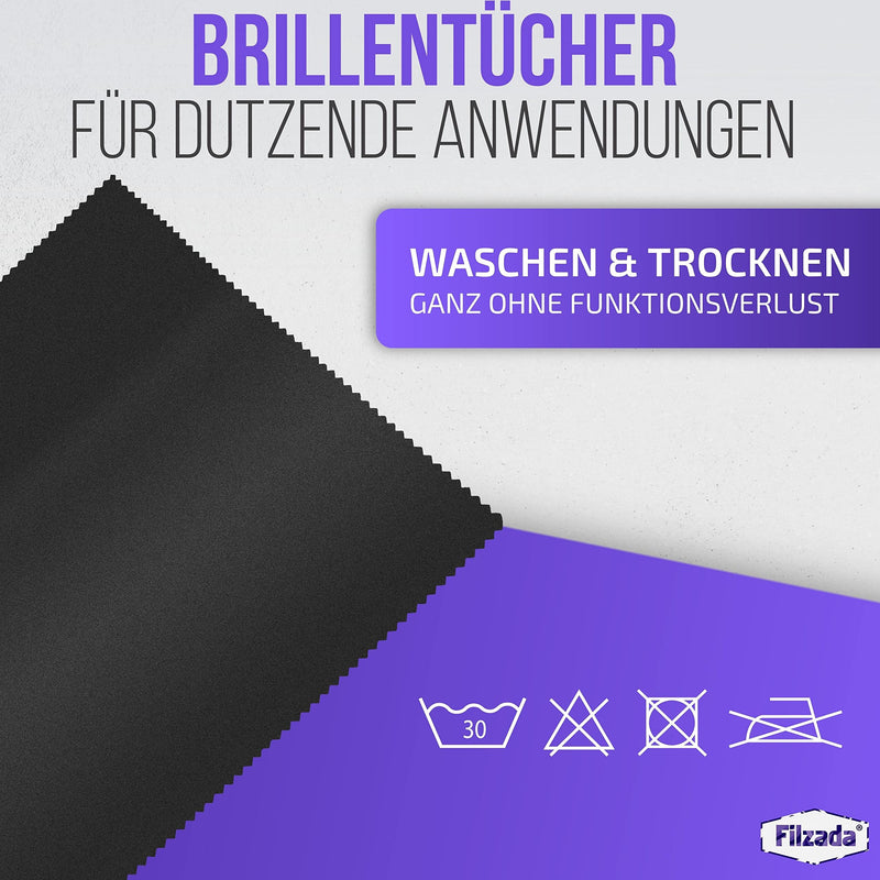 Filzada® 12x glasses cleaning cloths black [20x20cm] optician quality - lint-free microfiber glasses cleaning cloth - display cloth for cleaning glasses, smartphone, camera 12x glasses cloth - NewNest Australia