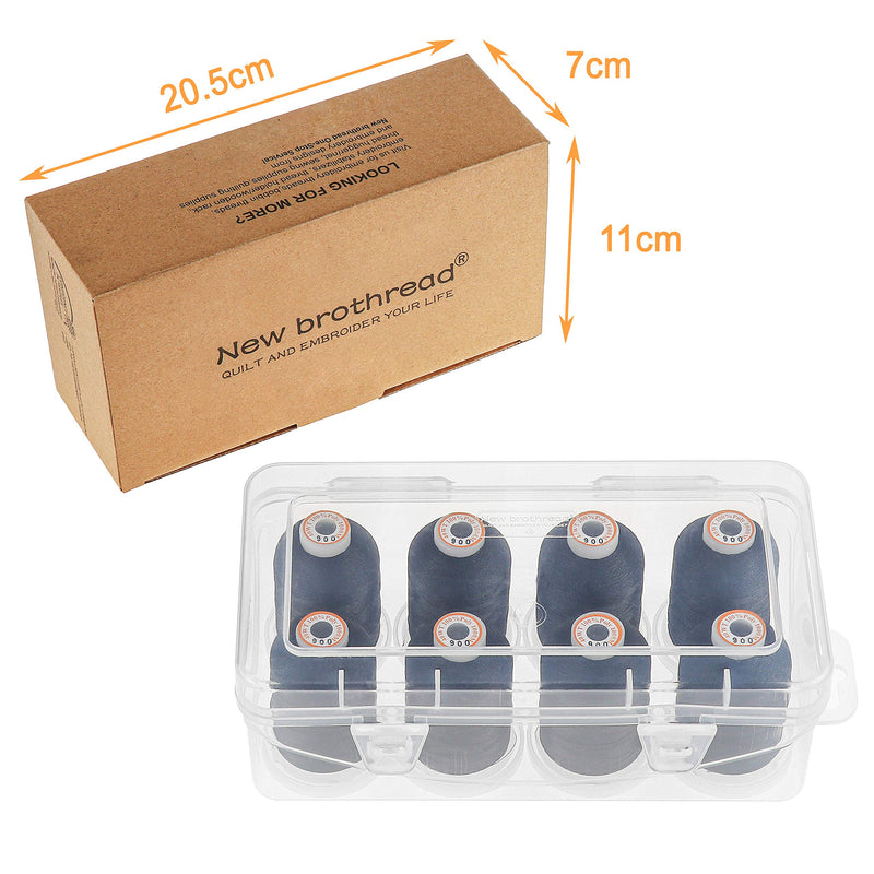 New brothread Polyester Embroidery Machine Thread 1000m Each with Clear Plastic Storage Box for Embroidery & Quilting - 8xBlack Black - NewNest Australia