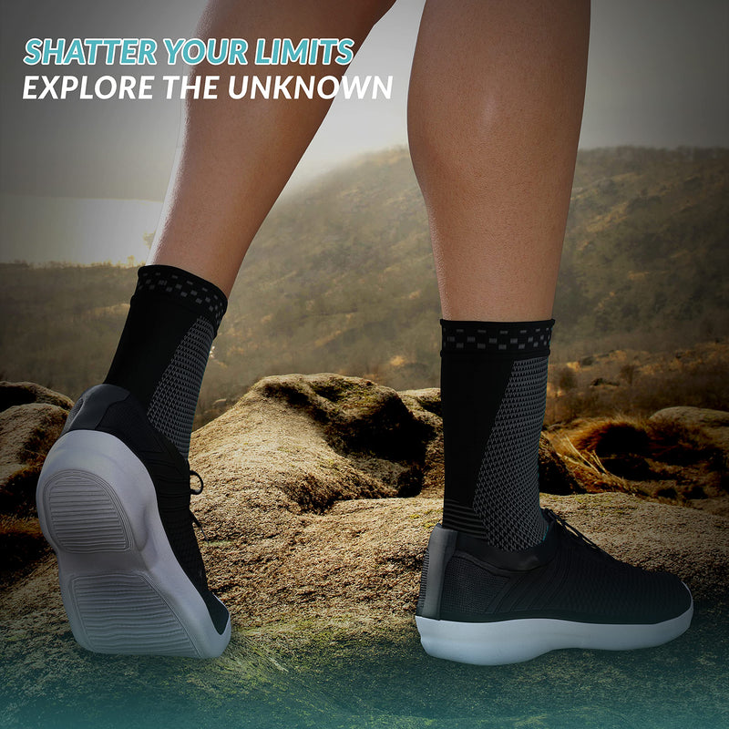 MODVEL 2 Pack Ankle Brace Compression Sleeve | Injury Recovery, Joint Pain | FSA or HSA eligible | Achilles Tendon Support, Plantar Fasciitis Foot Socks with Arch Support Small A Black - NewNest Australia