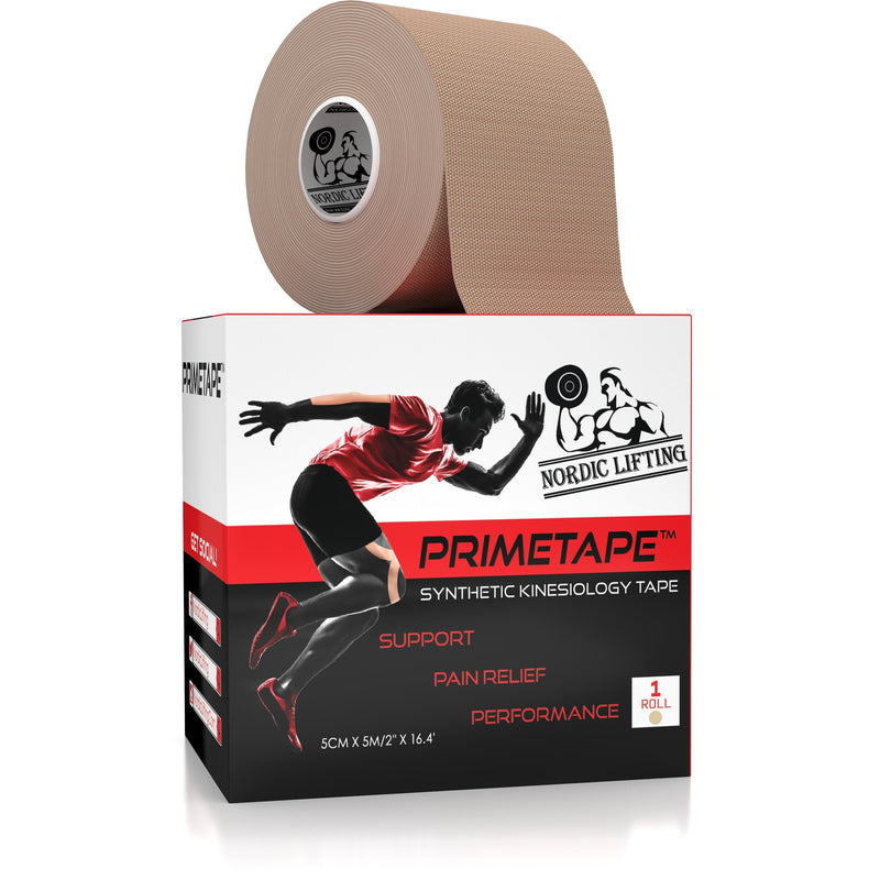Nordic Lifting Kinesiology Tape - Pro Sport & Athletic Taping For Knee, Tibial Ridge, Shoulder And Muscle - 2" X 16.4" Unpolished Roll, Black, 1 (Beige) Beige - NewNest Australia