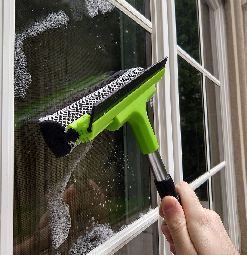 Window Squeegee Cleaning Tool | Squeegee Cleaner for Windows, Glass, Car Windshield | 2-in-1 Squeegee and Scrubber Sponge Washing Kit | Multi-Surface Washer - Indoor Outdoor Use - NewNest Australia