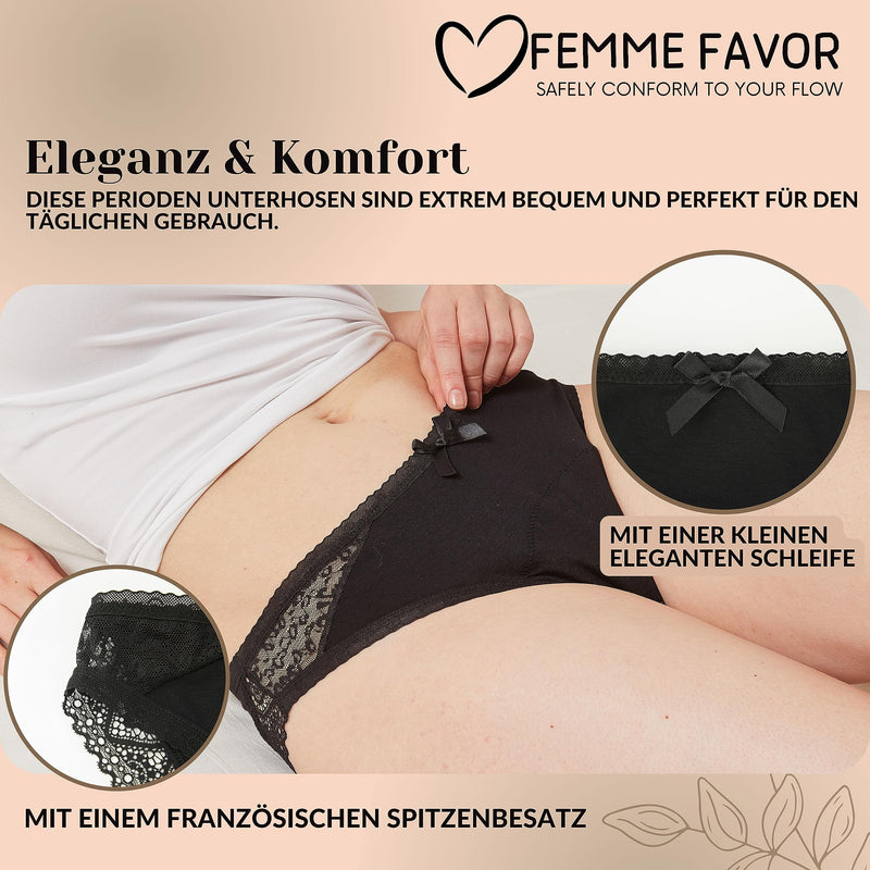 Femme Favor Period Underwear - Set Of 3 Women'S Panties, Cotton Women'S Underwear For Heavy Menstruation - Menstrual Underwear Set Including Wash Bag, Also Suitable For Girls - NewNest Australia