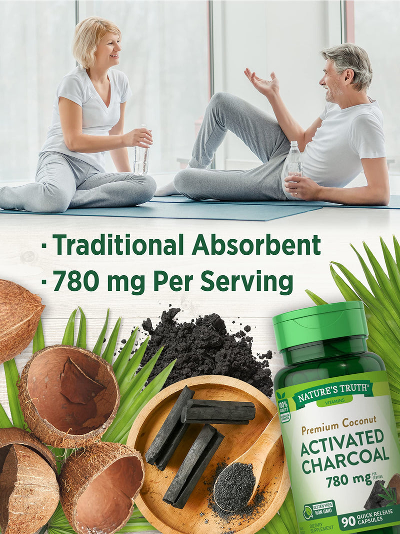 Activated Charcoal Capsules | 90 Count | Non-GMO, Gluten Free Pills | by Nature's Truth 90 Count (Pack of 1) - NewNest Australia