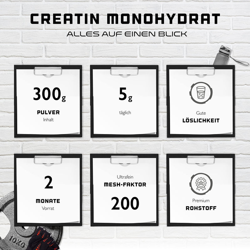 Creatine Powder - 300 g - Pure Creatine Monohydrate - Optimal Solubility - Vegan - No Additives - Pure Powder - German Elite Nutrition - NewNest Australia