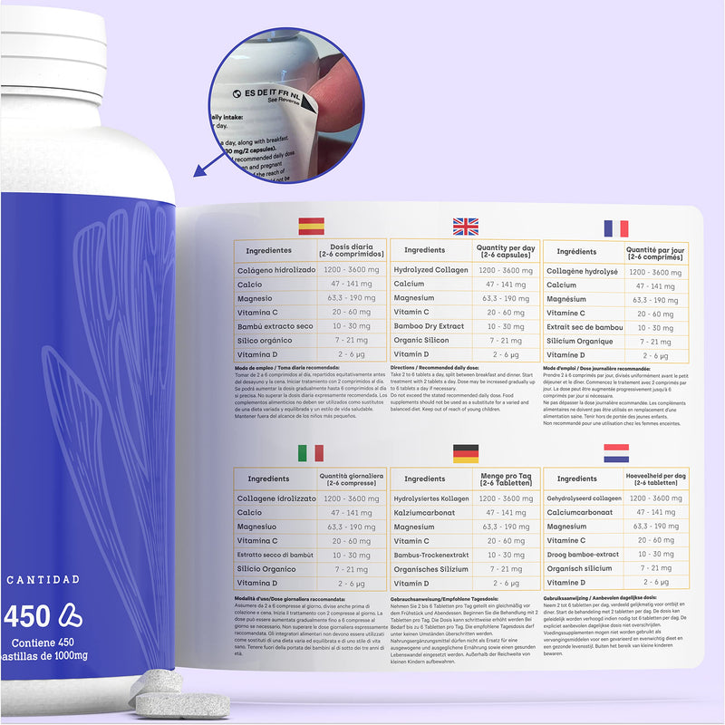 450 Capsules Hydrolyzed Collagen With Magnesium | Xxl Pack (6 Months) | Enriched With Calcium And Vitamin C For Skin, Joints, Hair, Muscles, Immune System And More Energy - NewNest Australia