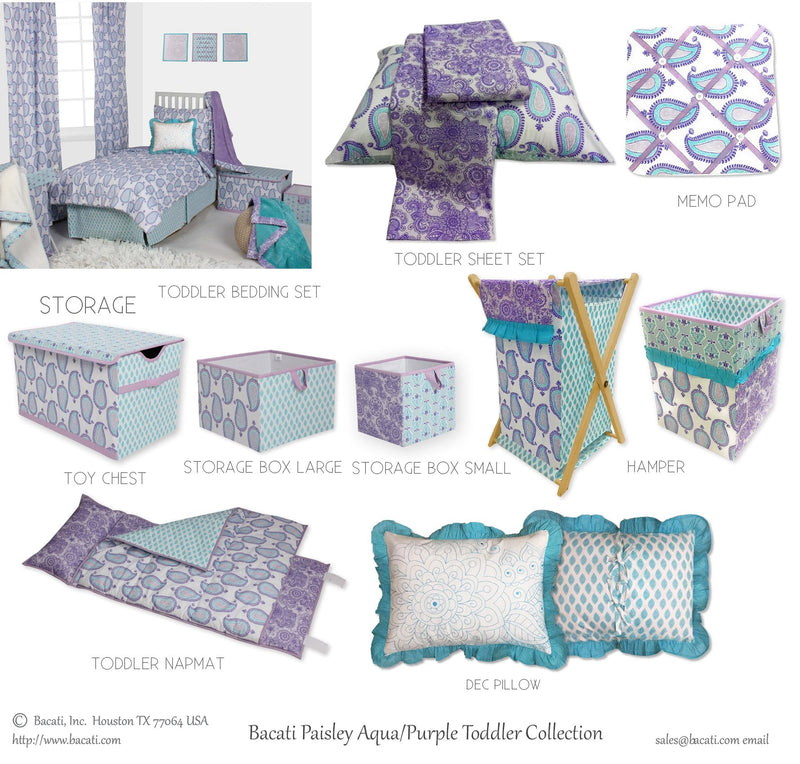 Bacati Isabella Girls Paisley Fabric Memory/Memo Photo Bulletin Board, Lilac/Purple/Aqua (PAALPMEB) - NewNest Australia