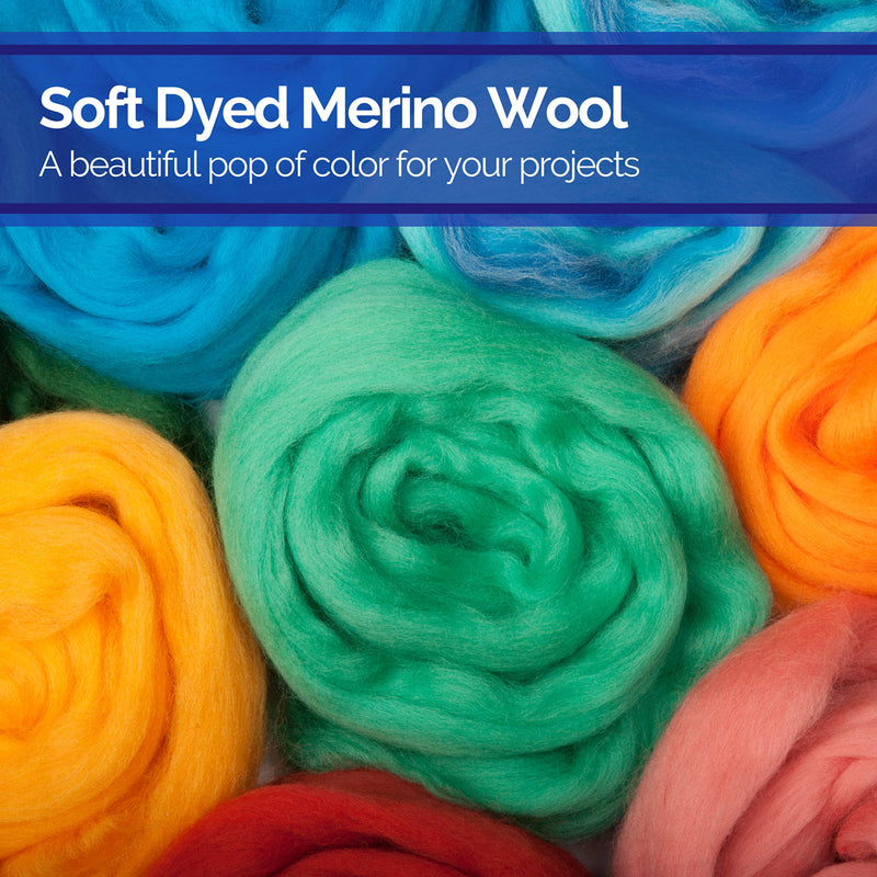 Revolution Fibers | Mixed Merino Wool Variety Pack | Perfect Wool Roving for Spinning, Needle Felting, Wet Felting, Weaving and Crafting (Summer Holiday (Multicolored), 250 Grams) - NewNest Australia