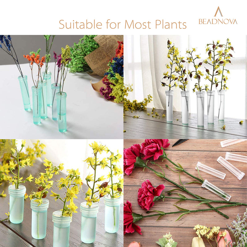 BEADNOVA Floral Water Tubes 1.6 Inch Plastic Water Tubes for Floral Flower Vials with Caps for Flower Arrangement Decoration (Clear, 20 Pcs) 20pcs - NewNest Australia