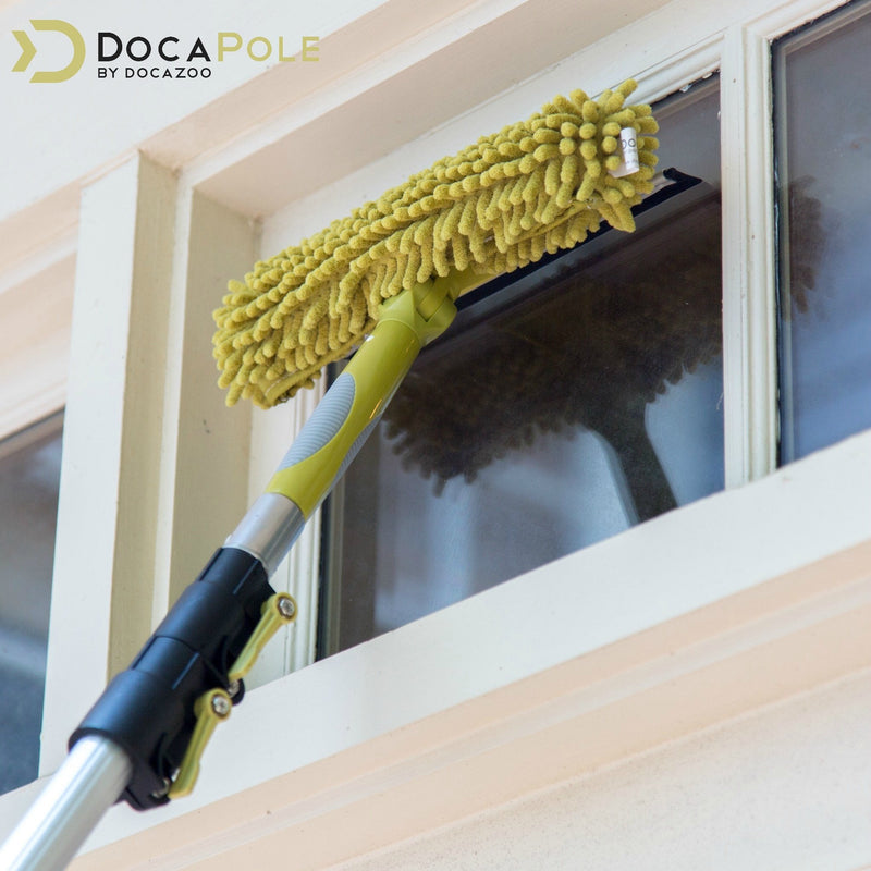 DocaPole Window Squeegee and Scrubber Combo Attachment, 3 Squeegee Blades Included, Compatible with Any DocaPole One Button - Single Pivot - NewNest Australia