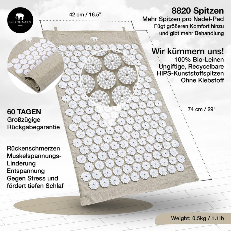 Bed Of Nails Original Eco Acupressure Mat For On The Go - 8820 Pressure Points Acupressure Mat For Back Pain - For Energy Relaxation - With Carry Bag - Size 74 X 42 Cm - NewNest Australia