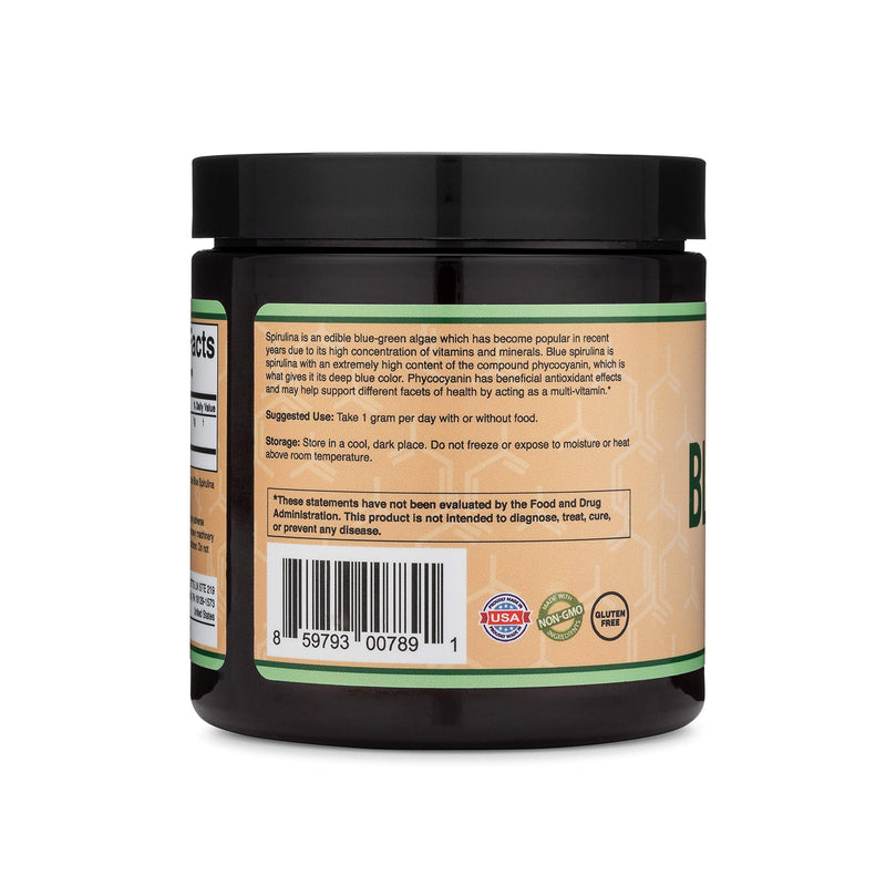 Blue Spirulina Powder - Maximum 35% Phycocyanin Content, Superfood from Blue-Green Algae, Mixes into Smoothies and Protein Drinks, Natural Food Coloring (One Month Supply) by Double Wood Supplements - NewNest Australia