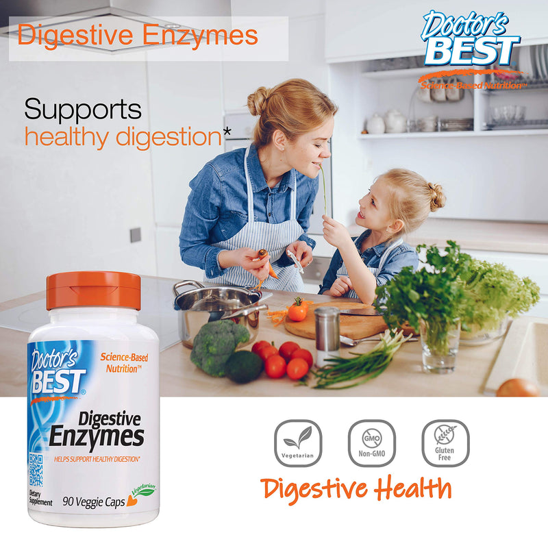 Doctor's Best Digestive Enzymes Non-GMO Vegetarian Gluten Free, 90 Veggie Caps - NewNest Australia