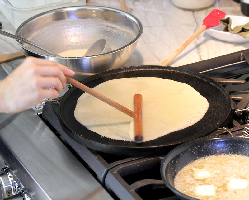 The ORIGINAL Crepe Spreader and Spatula Kit - 2 Piece Set (4” Spreader and 14” Spatula) Convenient Size to Fit Small Crepe Pan Maker | All Natural Beechwood Construction only From Indigo True Company - NewNest Australia