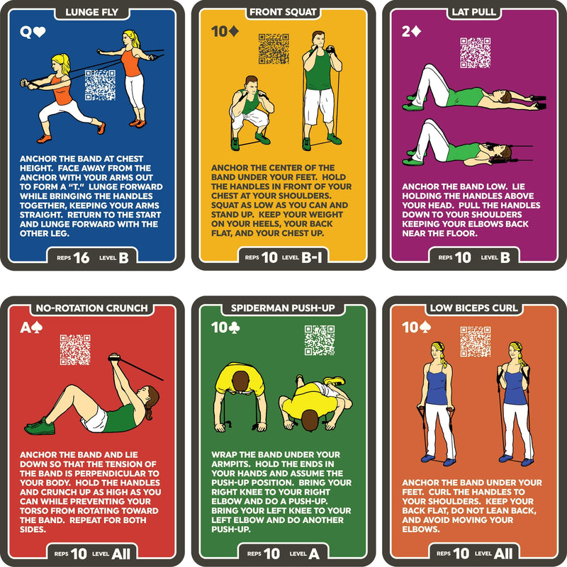 Stack 52 Resistance Band Exercise Cards. Exercise Band Workout Playing Card Game. Video Instructions Included. Home Fitness Training Program for Elastic Rubber Stretch Band Sets. Updated Deck - NewNest Australia