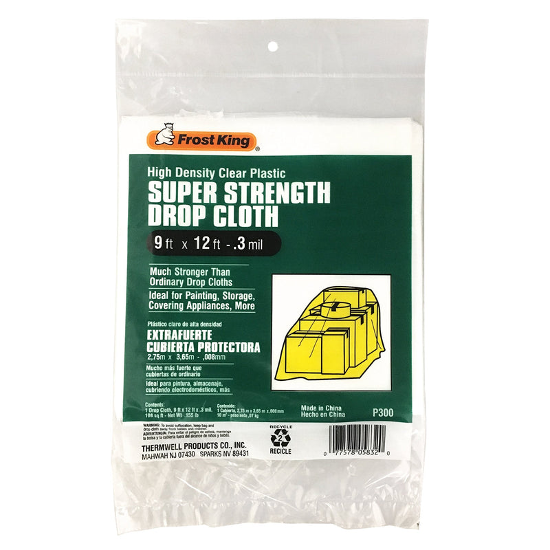 Frost King P300 Super Strength High Density Drop Cloths, 9' x 12' x .3 mil, Clear - NewNest Australia