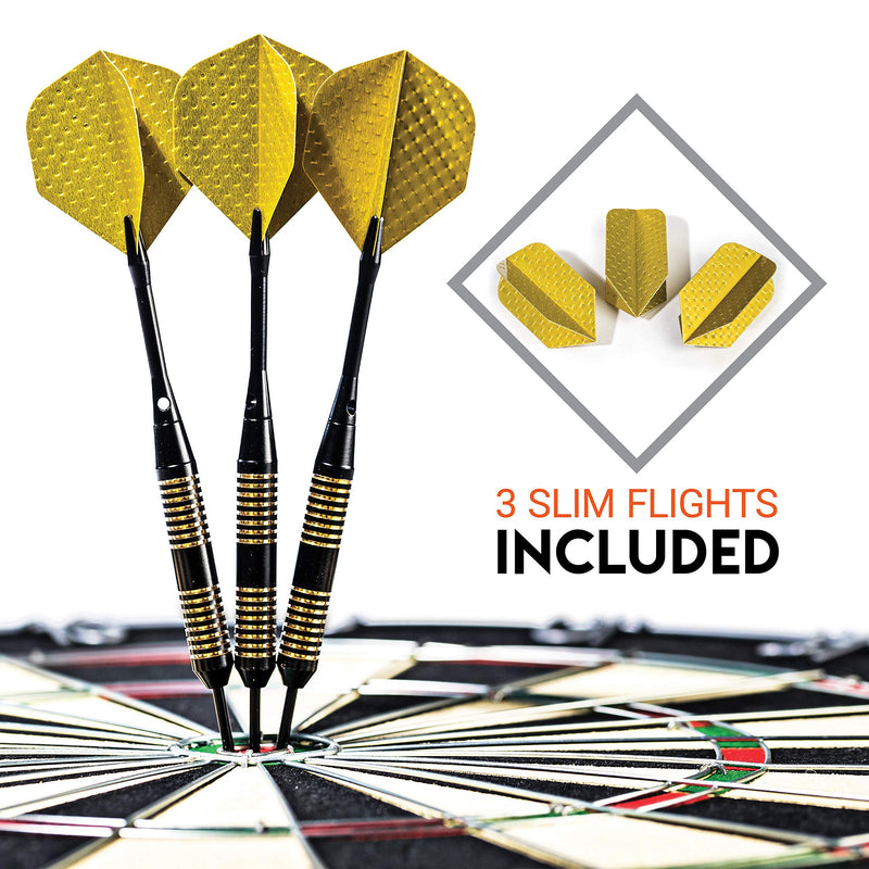 Franklin Sports Steel Tip Dart Set - Game Room Ready with Standard Flights, Slim Flights, Nylon and Aluminum Shaft - Perfect for Family Game Room Fun with Friends 25 gram - Gunmetal Steel - NewNest Australia