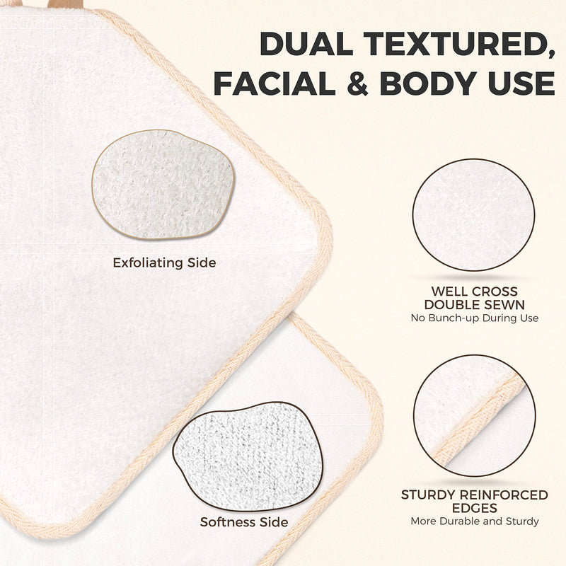 ZOMCHI 3 Pack Exfoliating Washcloths, Premium Face and Body Washcloths with Softness and Scrub on Two Sides, Durable Bath Towels for Women and Men (White) White - NewNest Australia