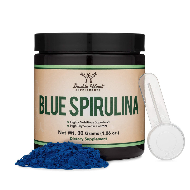 Blue Spirulina Powder - Maximum 35% Phycocyanin Content, Superfood from Blue-Green Algae, Mixes into Smoothies and Protein Drinks, Natural Food Coloring (One Month Supply) by Double Wood Supplements - NewNest Australia
