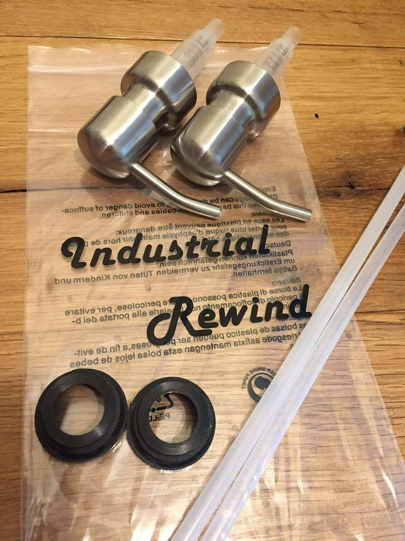 Industrial Rewind Stainless Soap Pumps with Collar Rings - 2pk - Replacement Pumps for Your Bottles, Mason Jars or Other DIY Soap or Lotion Dispensers - NewNest Australia