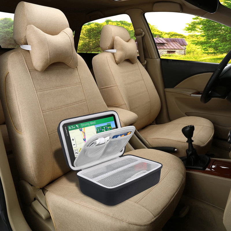 BOVKE Hard GPS Case Compatible with 6-7 Inch Garmin DriveSmart 65/61 LMT-S, Nuvi 2797LMT Drive 61/60 Nuvi 2757LM GPS Navigator System, Extra Room for Car Chargers, Friction Mounts, USB Cables, Black Black + Inside Gray - NewNest Australia