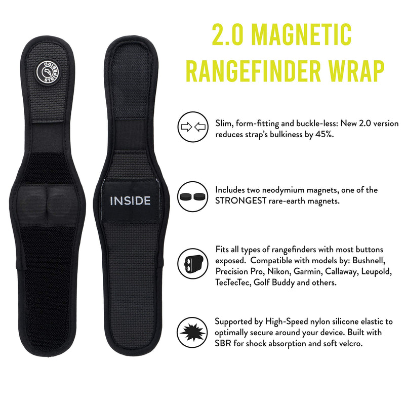 Stripebird - 2.0 Slim Golf Magnetic Rangefinder Wrap Mount (Form Fitting Strap) - Easily Access Range Finder Device While You Golf - Buckle-Less Strap Stealth Black - NewNest Australia