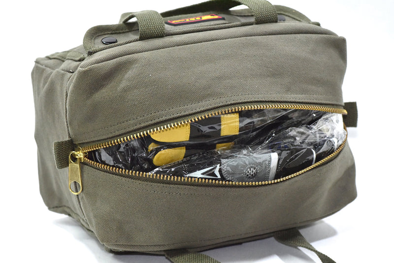 G & F Products Government Issued Style Mechanics Heavy Duty Tool Bag with Brass zipper and side pockets, tool bag for cars, drill, garden, and electrician. Olive Green , 11" x 7" x 6" - NewNest Australia