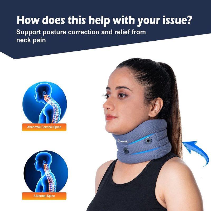 Wonder Care Soft Cervical Collar Adjustable Collar Neck Support Brace Neck Support Soft Neck Collar Neck Brace for Neck Pain and Support for Women & Men-XL X-Large Grey - NewNest Australia