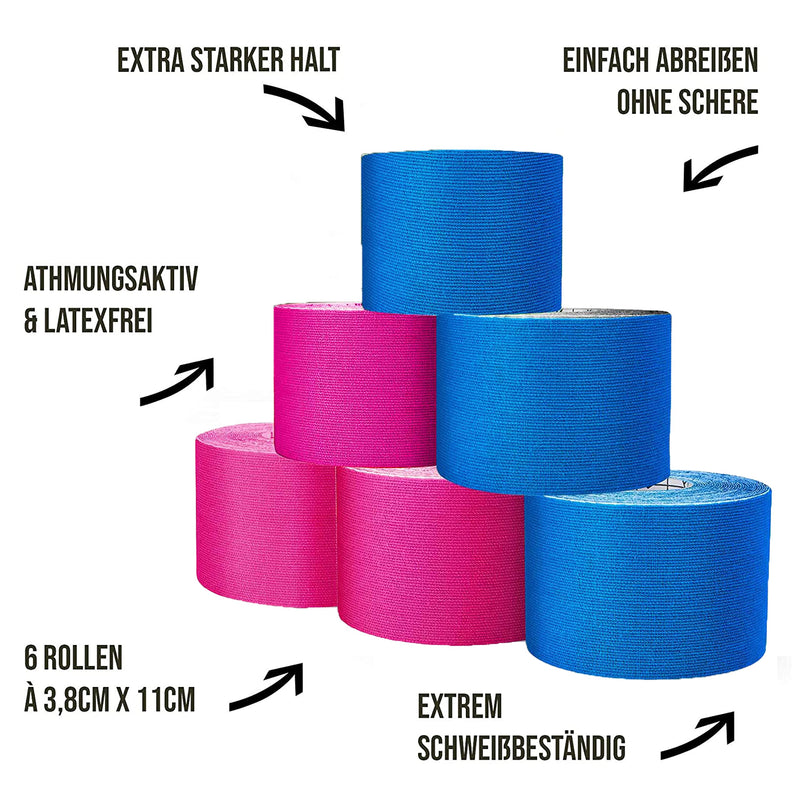 Effect Physio Kinesio Tapes [5 mx 5 cm] in Many Colors, 6 Sport Rolls Set, Kinesiology Tape, Waterproof & Elastic, Extra Strong Kinesio Tape, Elastic Kintex - NewNest Australia