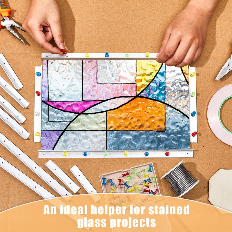 12 Pieces Layout Block System 12 Inch 6 Inch 3 Inch for Stained Glass Panels with 60 Mix Color Push Pins Stain Glass Tools and Supplies, 3 Sizes - NewNest Australia