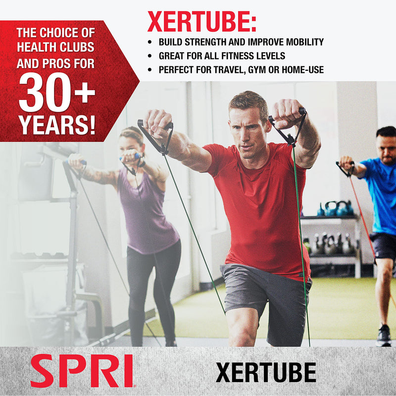 SPRI Xertube Resistance Bands with Handles – All Exercise Cords Sold Separately with Home Gym Fitness Door Anchor Attachment Option d) Heavy (Blue) With Door Attachment - NewNest Australia